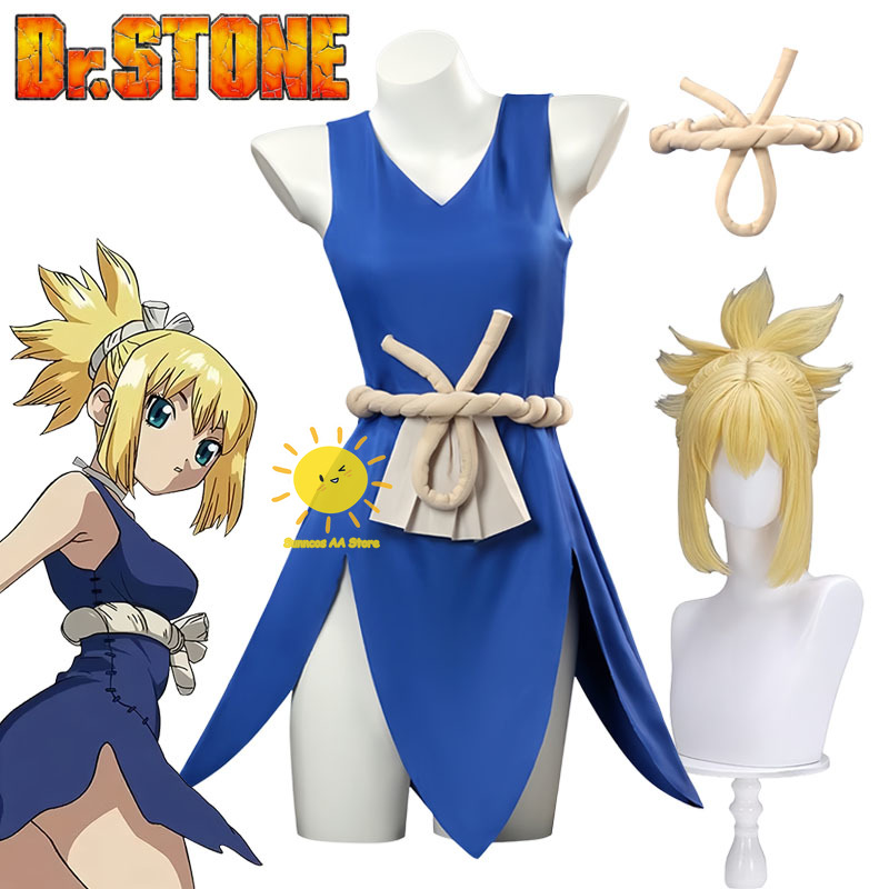 Anime Cosplay Waifu - อะนิเมะดร.สโตนคอสเพลย์โคฮาคุชุดคอสเพลย์ชุดเครื่องประดับเอวเข็มขัดโคฮาคุชุดวิกผมแอมเบอร์ฮาโลวีนคาร์นิวัลคอสผู้ใหญ่ผู้หญิง