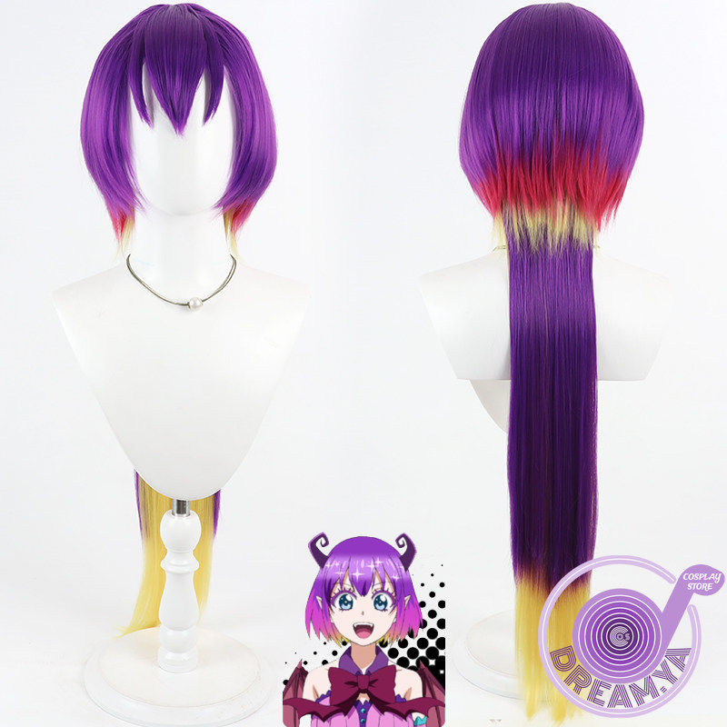 Anime Cosplay With Red Hair - คุโรมุคอสเพลย์วิกผมไมริมาชิตะยาวสีม่วงสีแดงสีเหลืองทนความร้อนผมสังเคราะห์ปาร์ตี้ฮาโลวีนเล่นบทบาทคาร์นิวัล+ หมวกวิกผม