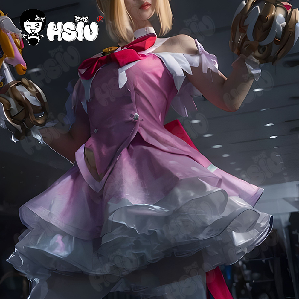 Anime Cosplay Waifu - ชุดคอสเพลย์จูโน พร้อมวิกผม HSIU สีบลอนด์พีชชมพู ผมสั้น สาวเวทมนตร์