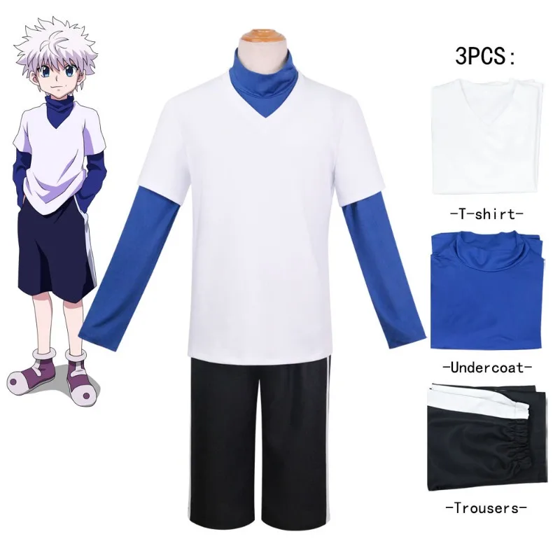 Hunter X Hunter Uniform - อะนิเมะฮันเตอร์ x ฮันเตอร์ คิลัว โซลดิคคอสเพลย์เครื่องแต่งกายกางเกงชุดเครื่องแบบชุดเต็มฮาโลวีนปาร์ตี้คริสต์มาสบทบาทเล่นผู้ชาย
