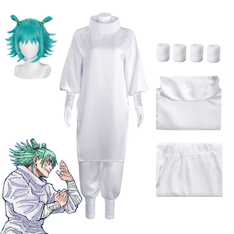 Anime Cosplay Waifu - อะนิเมะจูจุสึ เจเคเค มังงะ คาชิโมะ ฮาจิเมะคอสเพลย์เครื่องแต่งกายวิกผมสีเทอร์ควอยซ์สีขาวกางเกงยืดหยุ่นชุดคอสคอนเวนชั่นปาร์ตี้ฮาโลวีน
