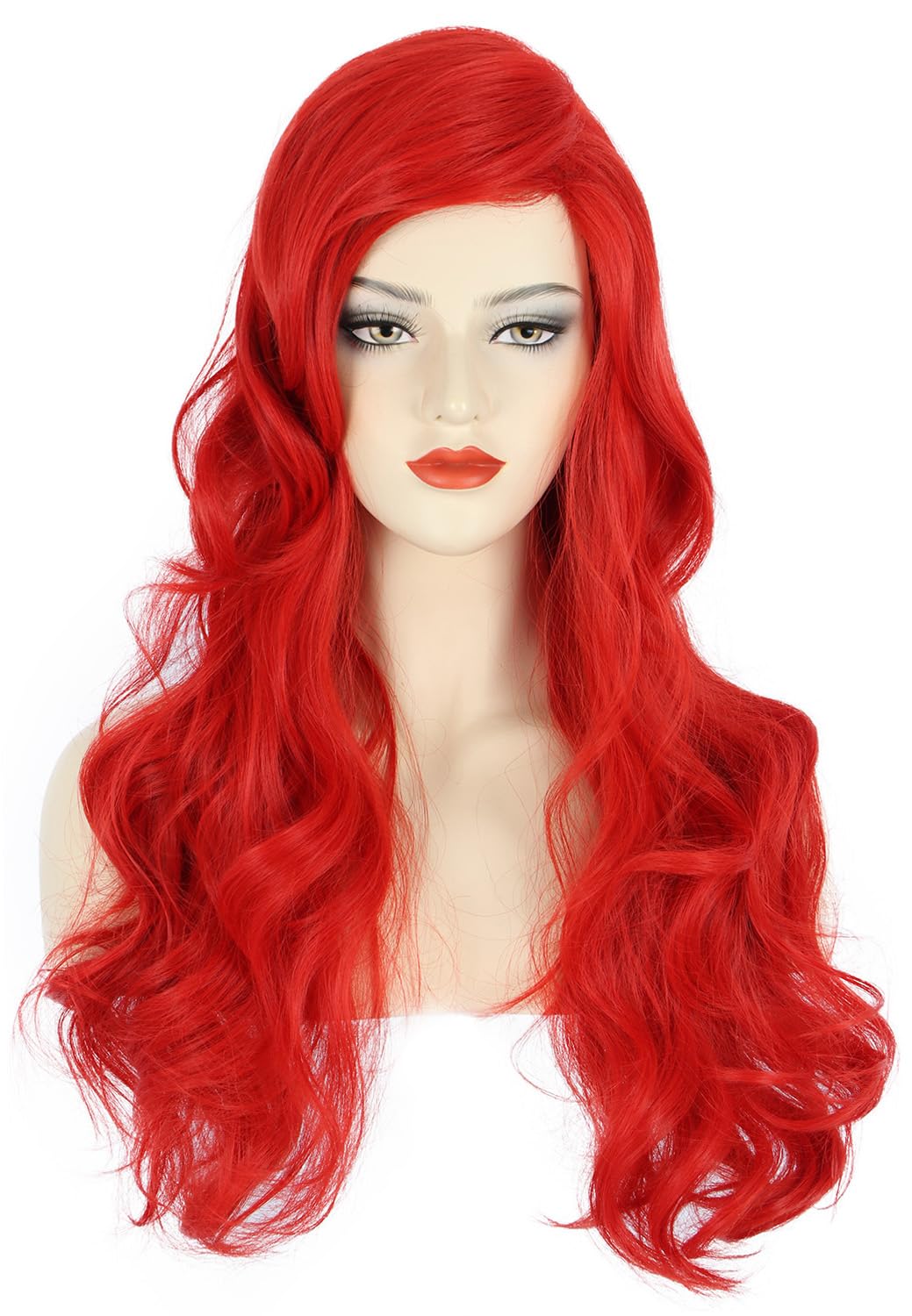 Anime Cosplay With Red Hair - วิกผมยาวสีแดงหยักยาวสำหรับผู้หญิงวิกผมปลอมวิกคอสเพลย์ปาร์ตี้ฮาโลวีน