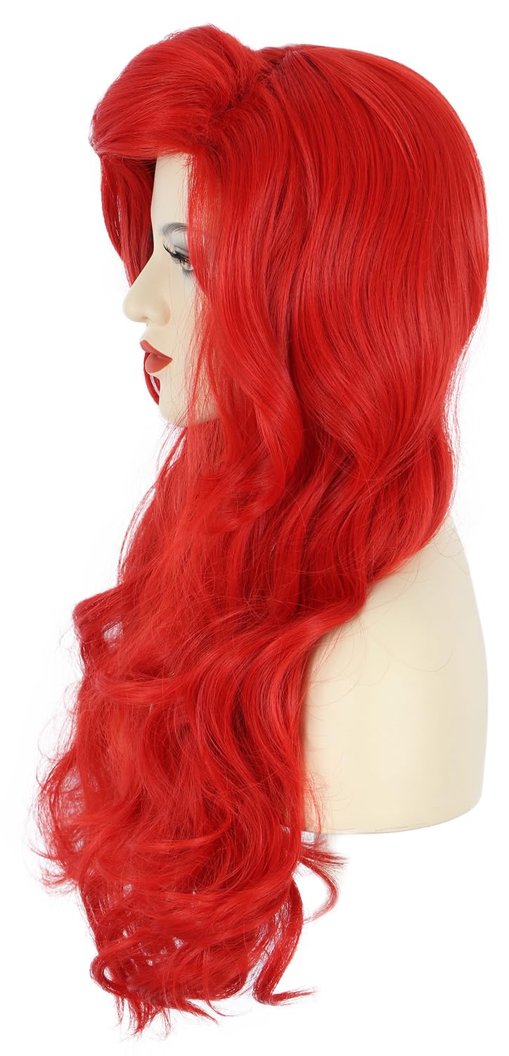 วิกผมยาวสีแดงหยักยาวสำหรับผู้ห - Anime Cosplay With Red Hair บทวิจารณ์และราคา