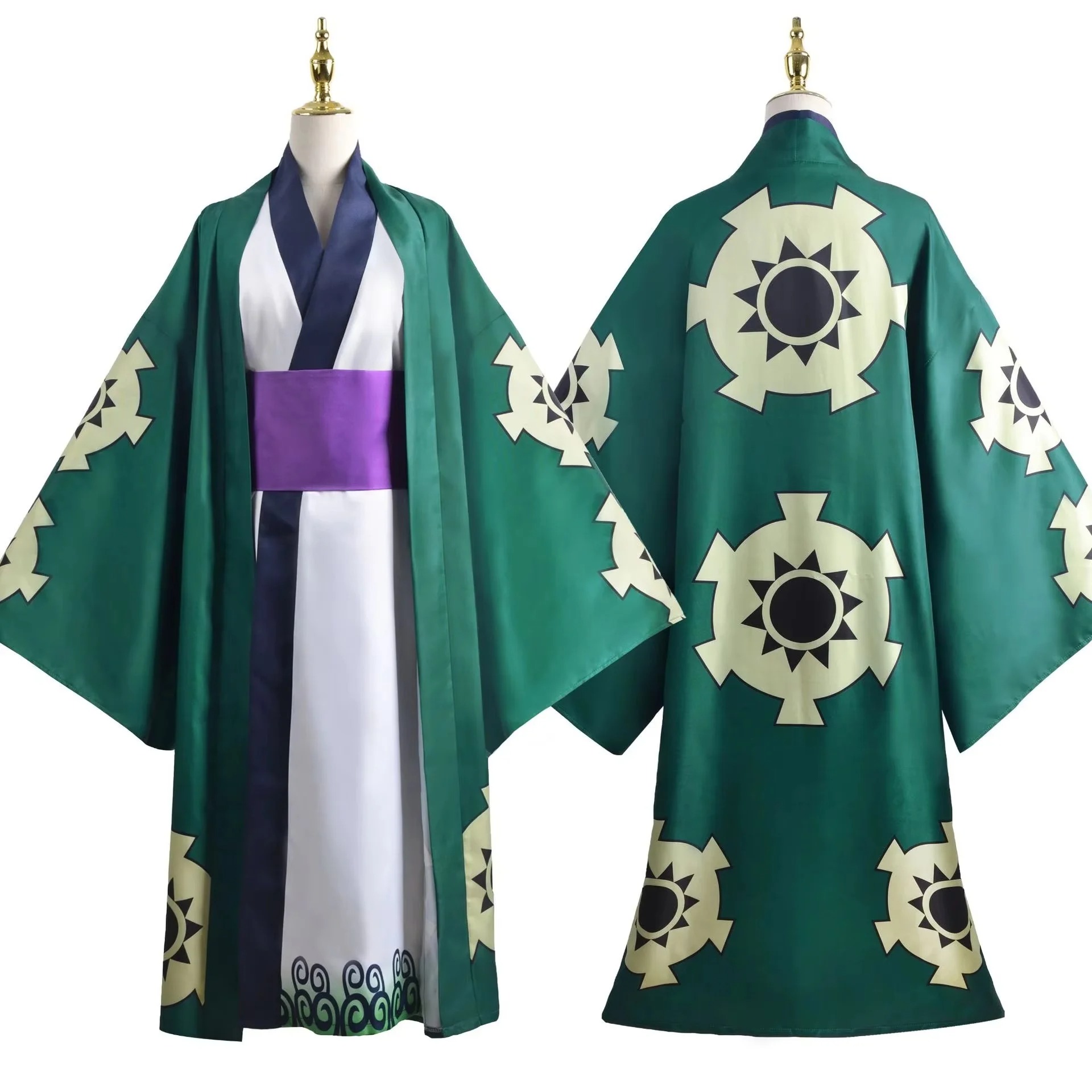 สีเขียว Roronoa Zoro กิโมโนคอส - Anime Cosplay One Piece บทวิจารณ์และราคา